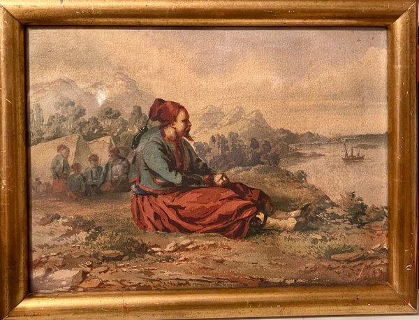 ORIENTALISTISCHES AQUARELL, ZUAVE, Ende 19. Anfang 20.