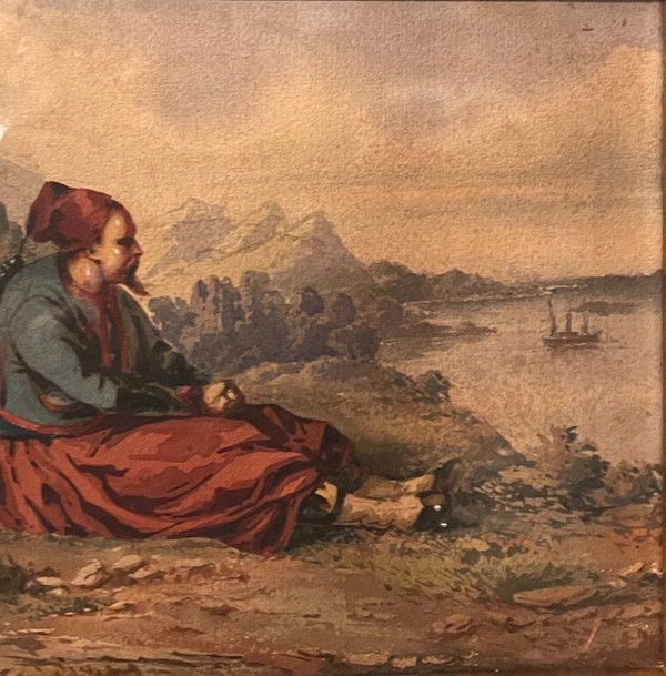 ORIENTALISTISCHES AQUARELL, ZUAVE, Ende 19. Anfang 20.