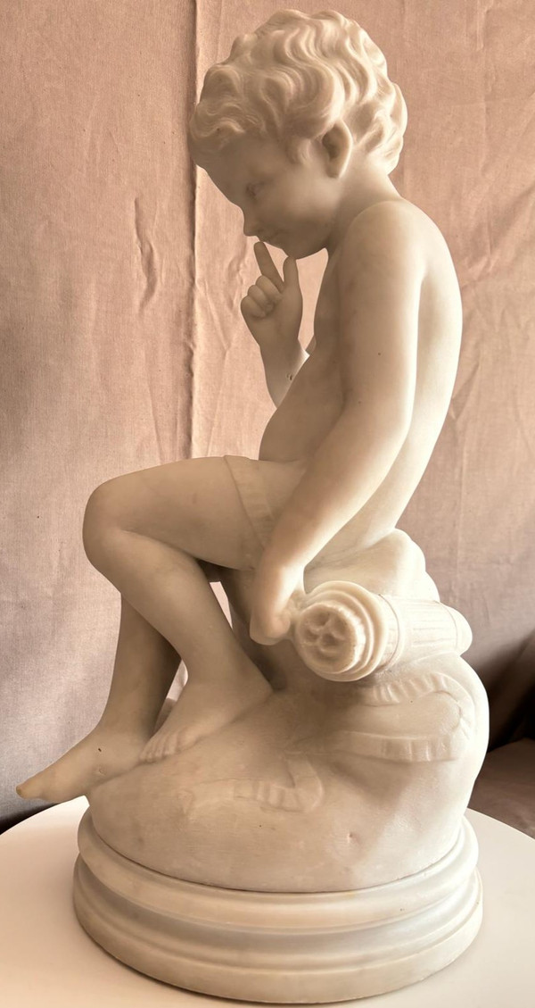 19th-century marble statue of Cupid, after Étienne Maurice Falconet (1716-1791)