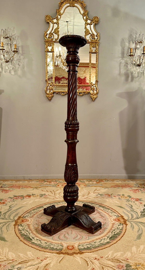 Gueridon 19th C. Walnut Torchiere Holder