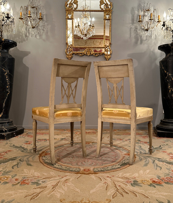 Pair Of Directoire Period Lacquered Wood Chairs circa 1795