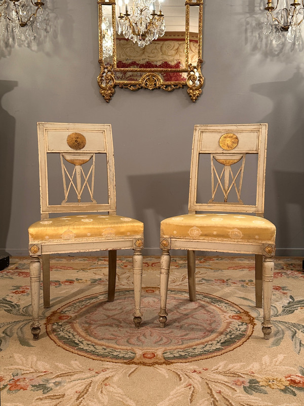 Pair Of Directoire Period Lacquered Wood Chairs circa 1795