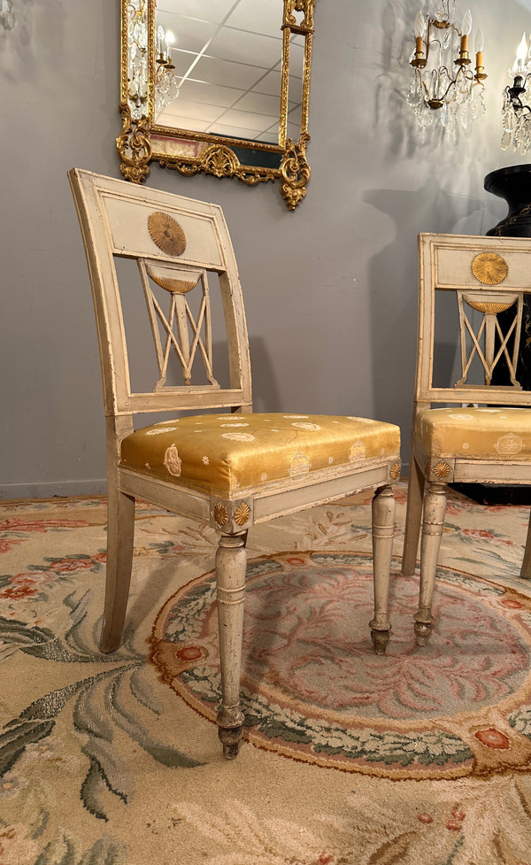 Pair Of Directoire Period Lacquered Wood Chairs circa 1795