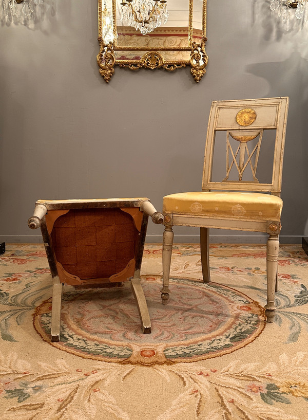 Pair Of Directoire Period Lacquered Wood Chairs circa 1795