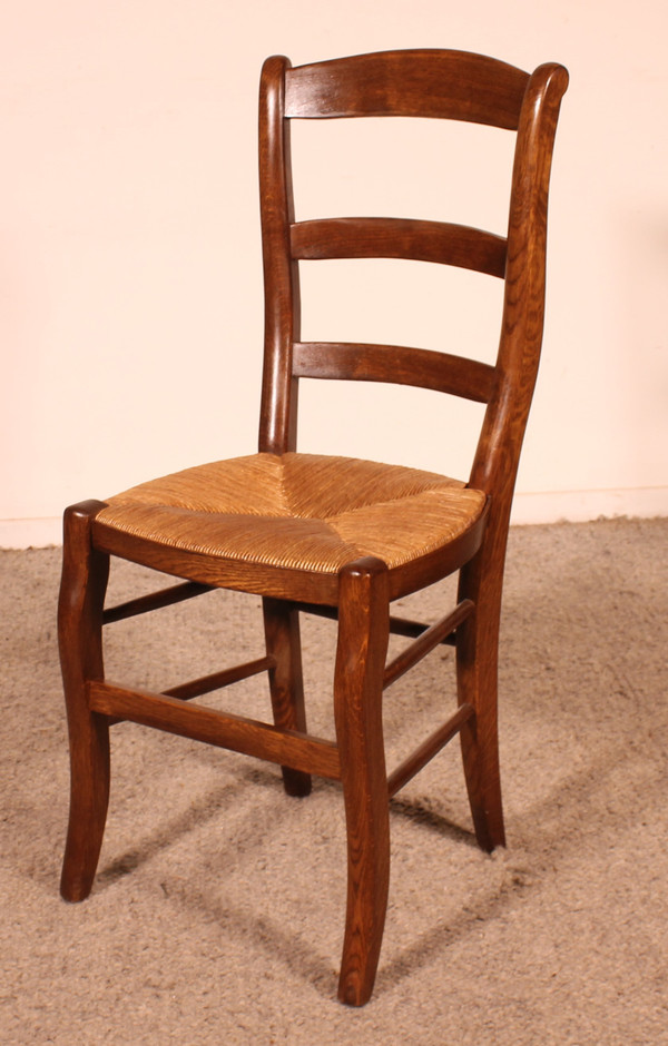 Set Of 6 Oak French Chairs