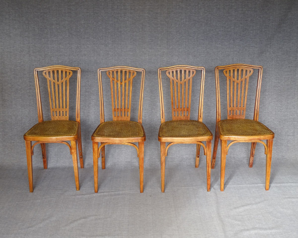 Set de 6 chaises THONET N°732 Art Deco, cannages neufs