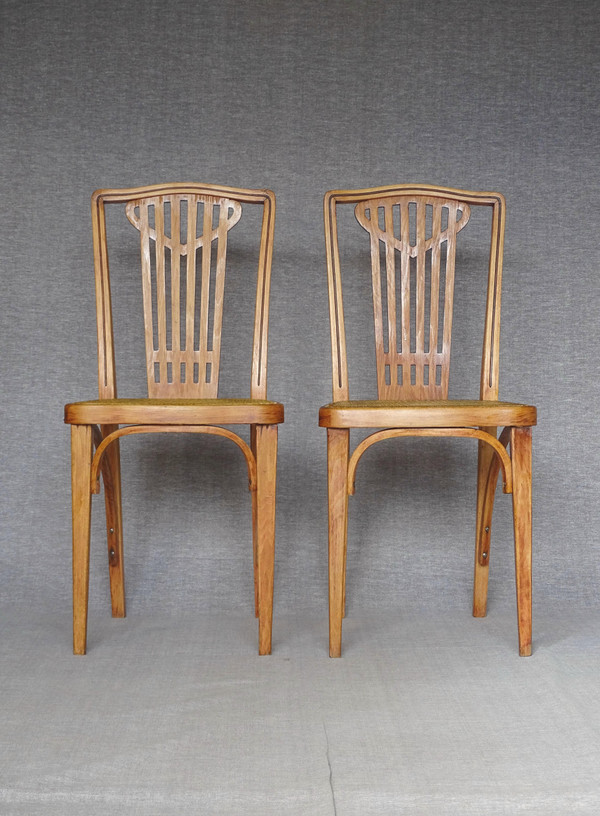 Set de 6 chaises THONET N°732 Art Deco, cannages neufs