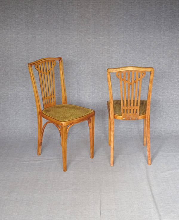 Set de 6 chaises THONET N°732 Art Deco, cannages neufs