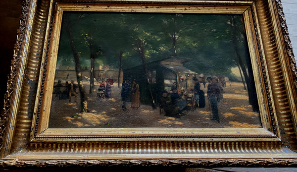 Flâneries sous les ombrages du Parc de l'Observatoire à Toulouse Oil/Impressionist canvas 1of 1880