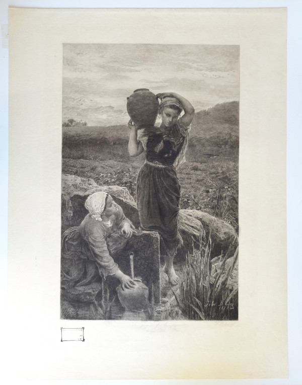 Etching  After Jules Breton Engraving 19th C  Old Print