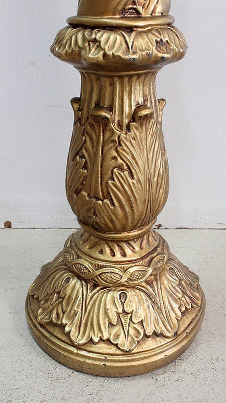  Bust of a Girl and Twisted Column, in Golden Plaster - 1900 - 1920