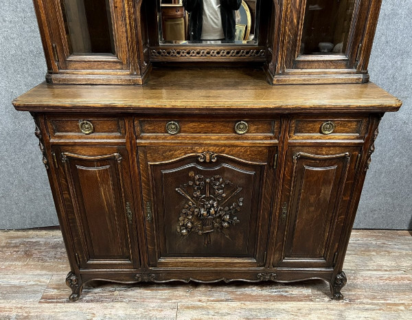 buffet bibliothéque style Louis XV / Transition en chêne massif vers 1880