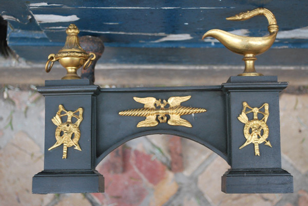 Pair Of 19th Century Black And Gold Bronze Andirons