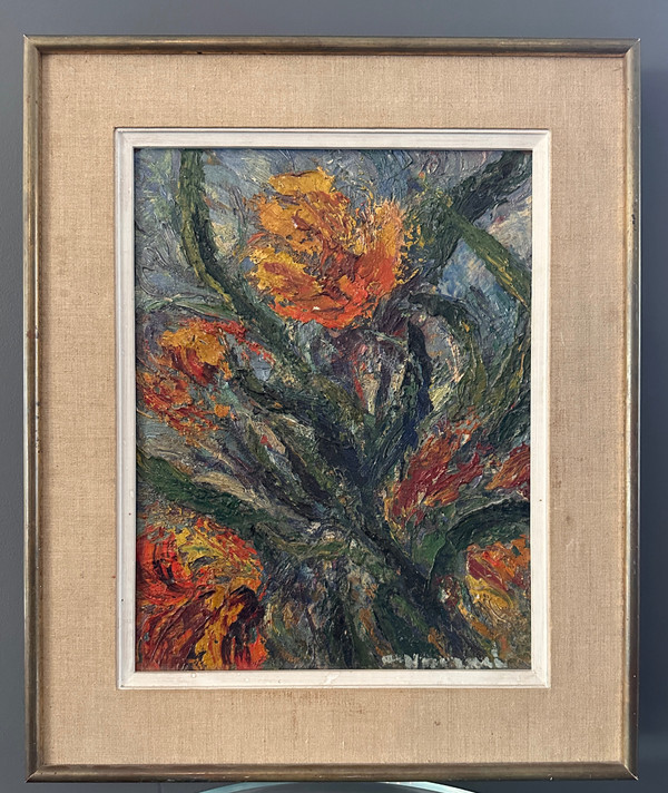 Arsene Sari, Oil On Panel Bouquet De Fleurs (1895 - 1995)