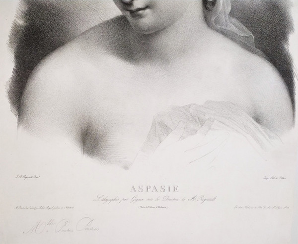  Portrait Ancient Greek Woman Large Lithogtaphy 19th C Old Print