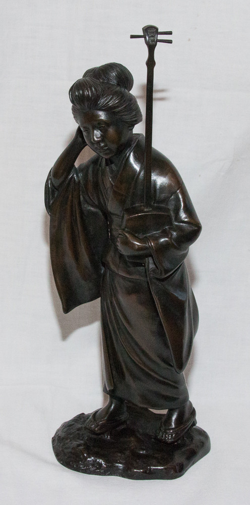 Geisha Bronze Sculpture Japan Meiji period