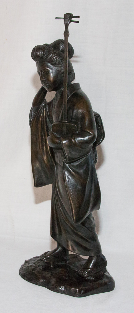 Geisha Bronze Sculpture Japan Meiji period