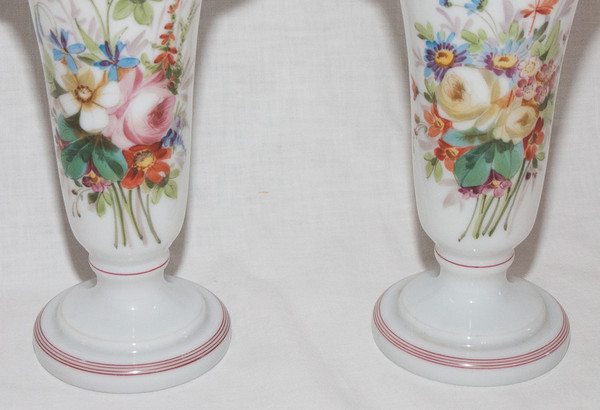 Pair Of Baccarat Louis Philippe Opaline Vases