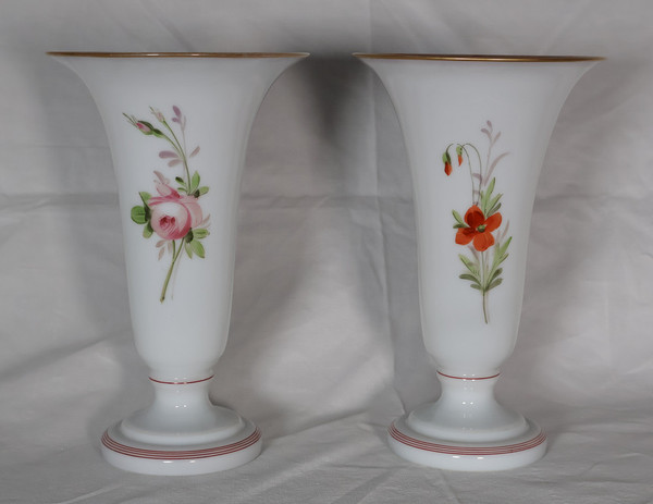 Pair Of Baccarat Louis Philippe Opaline Vases