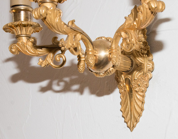 Pair Of Restoration Period Gilt Bronze Sconces