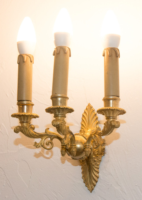 Pair Of Restoration Period Gilt Bronze Sconces