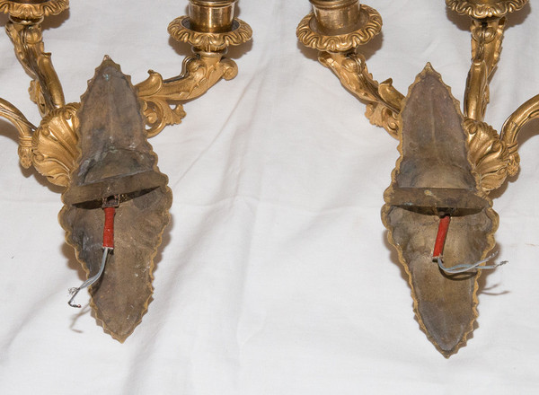 Pair Of Restoration Period Gilt Bronze Sconces