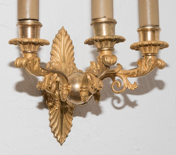 Pair Of Restoration Period Gilt Bronze Sconces