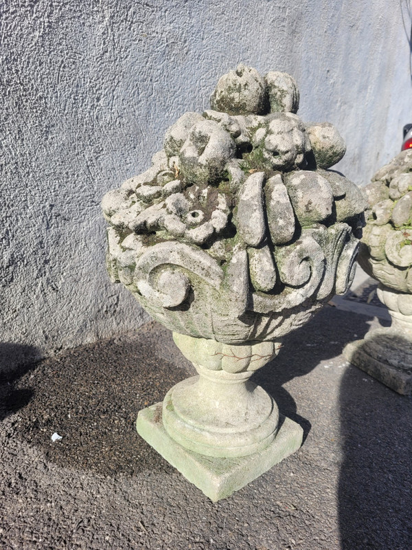 Stone Garden Vases, Fruit Cups, Early 20th Century