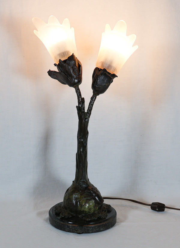 Ludwig BECK art nouveau bronze lamp