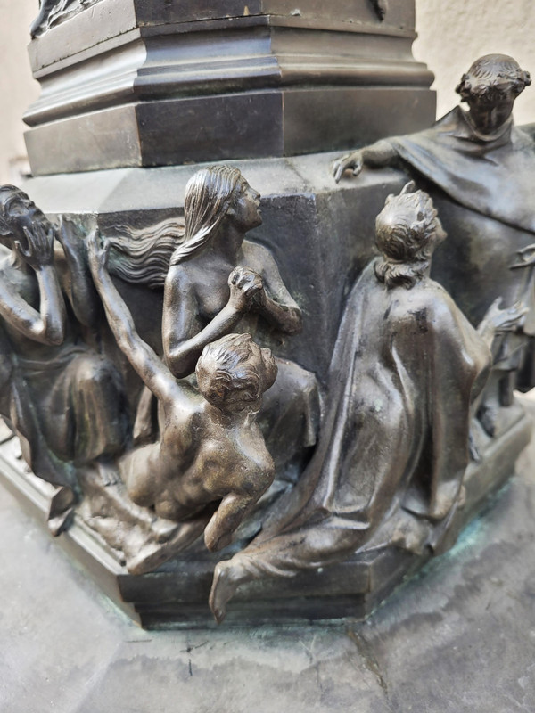 Monument à Dante, Réduction En Bronze, C Zocchi (d'après), Fin XIXème /début XXème Siècle