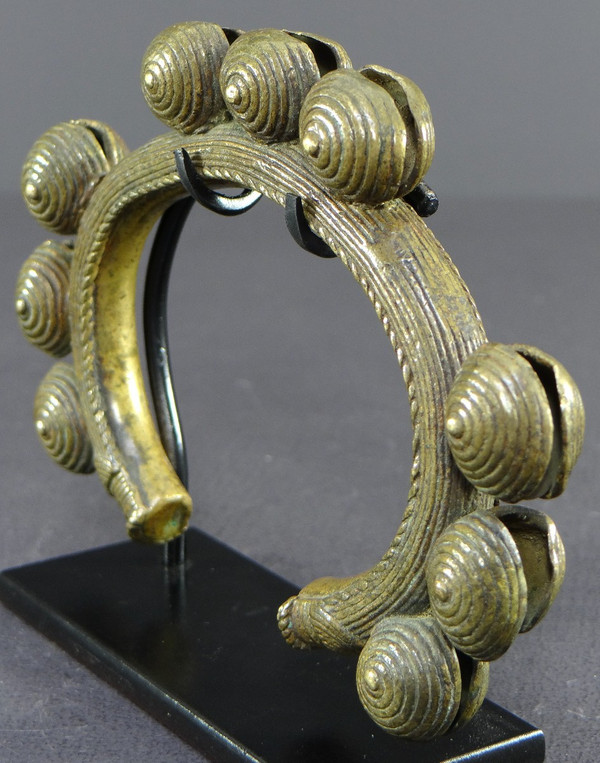 Ivory Coast, Dan People, Early 20th Century, Bronze Musical Bracelet With Nine Bells.