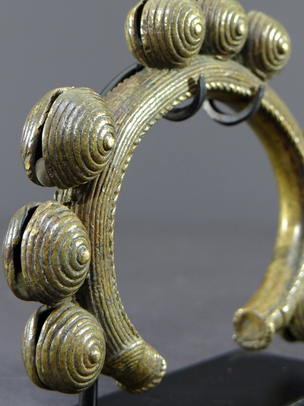 Ivory Coast, Dan People, Early 20th Century, Bronze Musical Bracelet With Nine Bells.