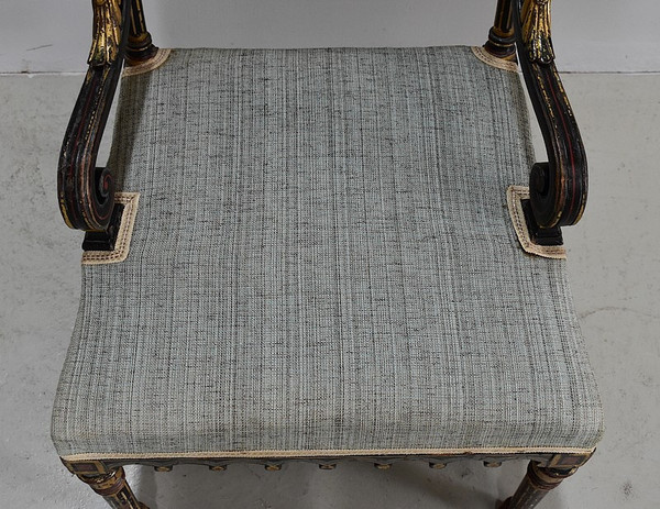 Small Blackened Wood Armchair, Napoleon III Period – Mid-19th Century