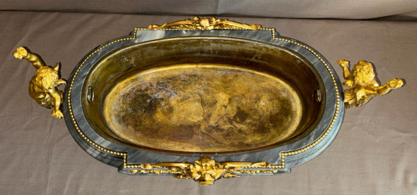 LOUIS XVI PERIOD TURQUIN BLUE MARBLE AND GILT BRONZE PLANTER PLANTER FROM THE 18TH CENTURY