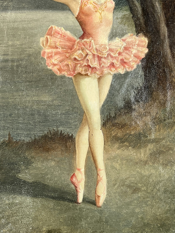 DIPINTO DEGLI ANNI ART DECO / OLIO SU TELA RAFFIGURANTE UNA BALLERINA DELL'OPERA