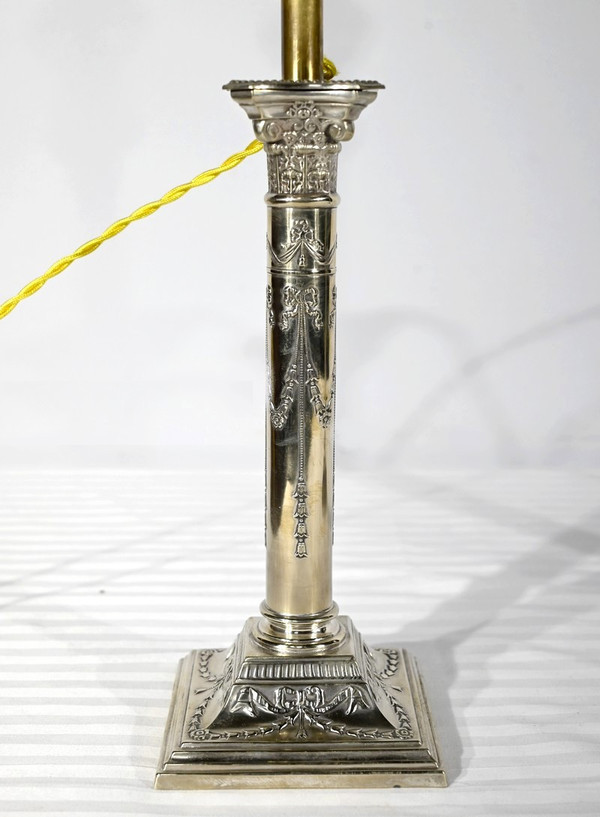 Pair of Electrified Torches in Silver Metal – Mid-19th Century