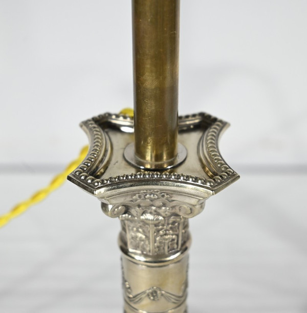 Pair of Electrified Torches in Silver Metal – Mid-19th Century