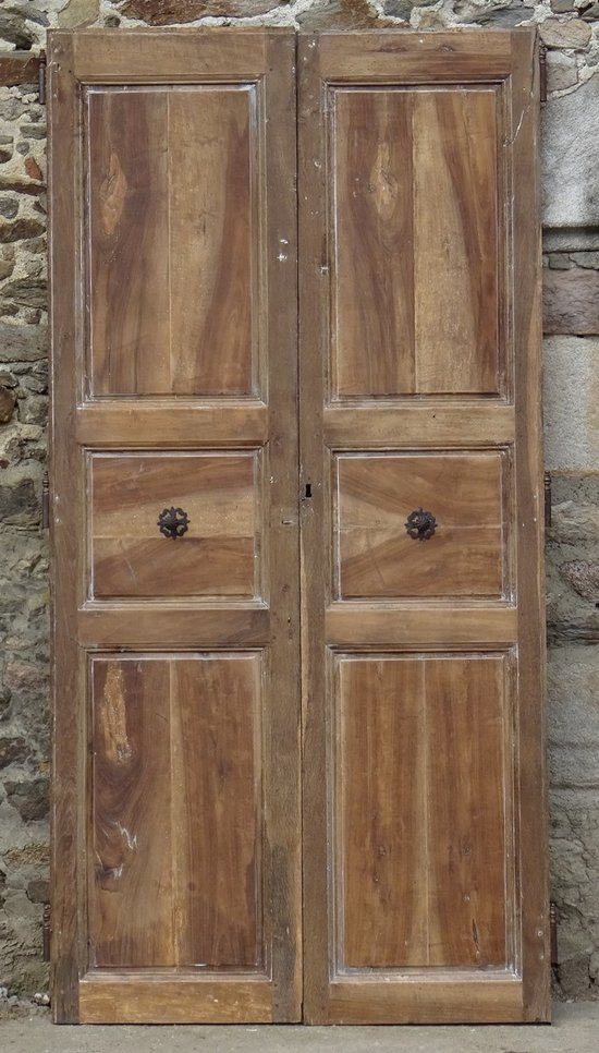 Portes de communication ancienne époque XVIIIème en noyer Boiserie Porte