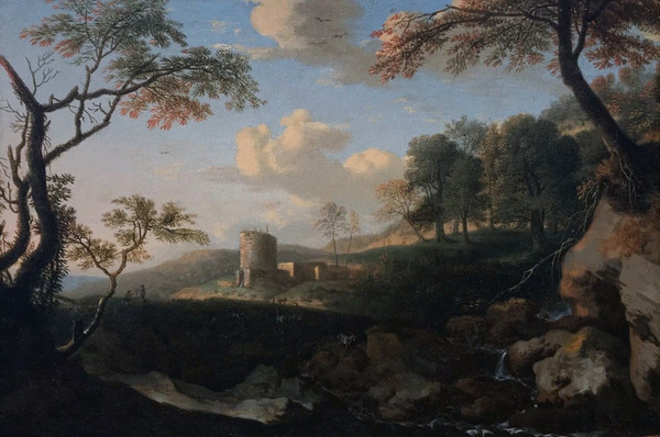 Animated Rocky Landscape Ruin Background Follower By Jan Van Bloemenn (1662/1749)