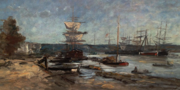 View Of A Port Signed Geneste (1823/1889)