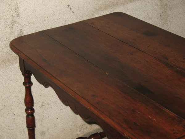 Lady's desk writing table in walnut with 1 drawer in belt Louis XIV period early 18th flag