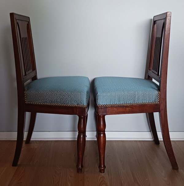 Jacob Desmalter - pair of chairs - Rambouillet model - Lelièvre fabric - Empire period