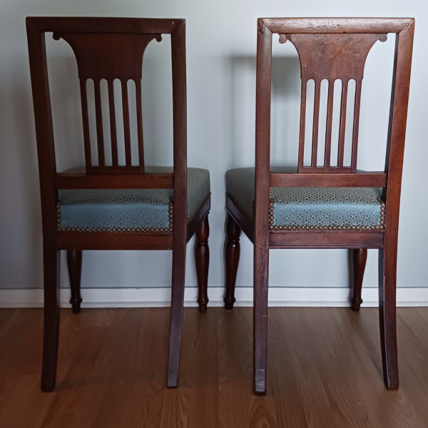 Jacob Desmalter - pair of chairs - Rambouillet model - Lelièvre fabric - Empire period