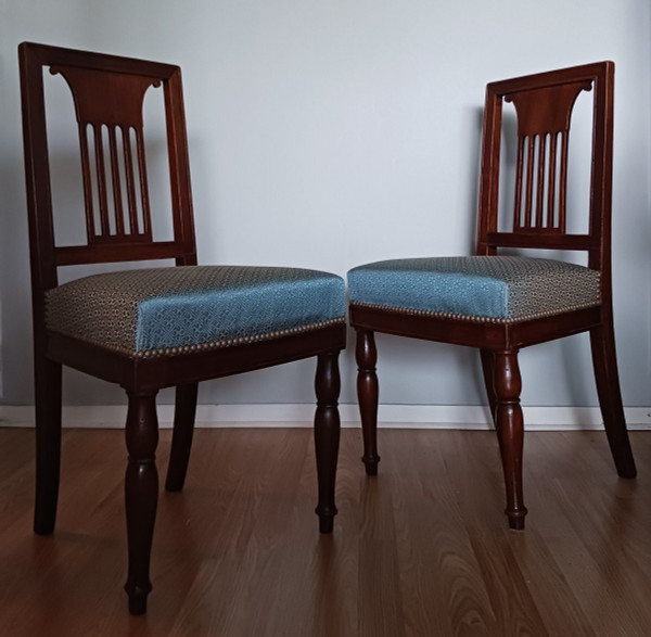 Jacob Desmalter - pair of chairs - Rambouillet model - Lelièvre fabric - Empire period