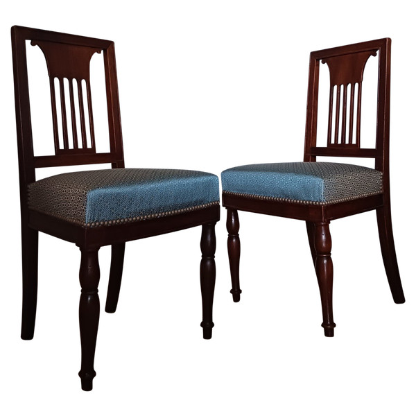 Jacob Desmalter - pair of chairs - Rambouillet model - Lelièvre fabric - Empire period