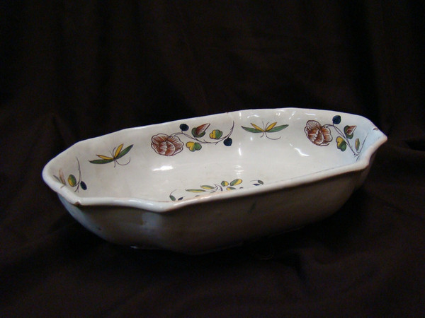 Rouen earthenware bowl with cut sides. 18th century