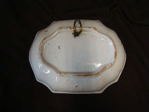 Rouen earthenware bowl with cut sides. 18th century