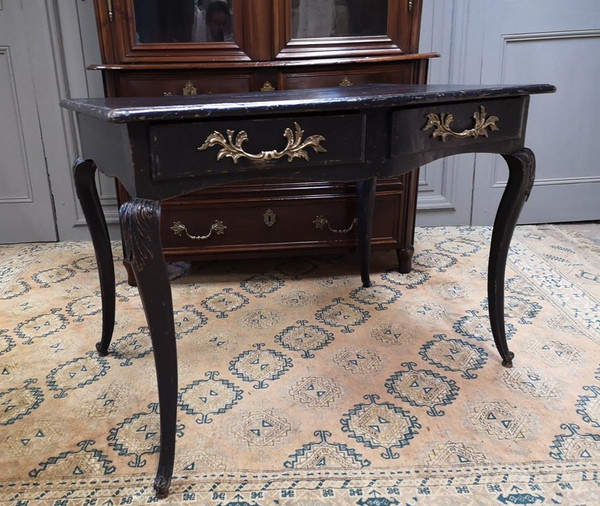 Regency Style Black Lacquered Wood Desk