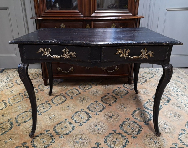 Regency Style Black Lacquered Wood Desk