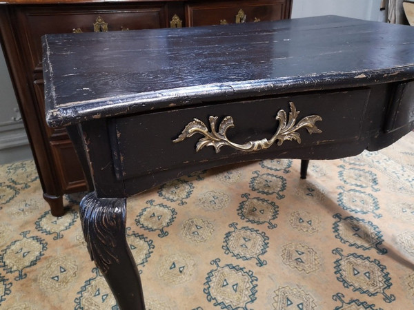 Regency Style Black Lacquered Wood Desk